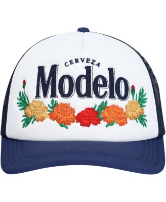 Men's White Modelo Beer Floral Foam Trucker Adjustable Hat
