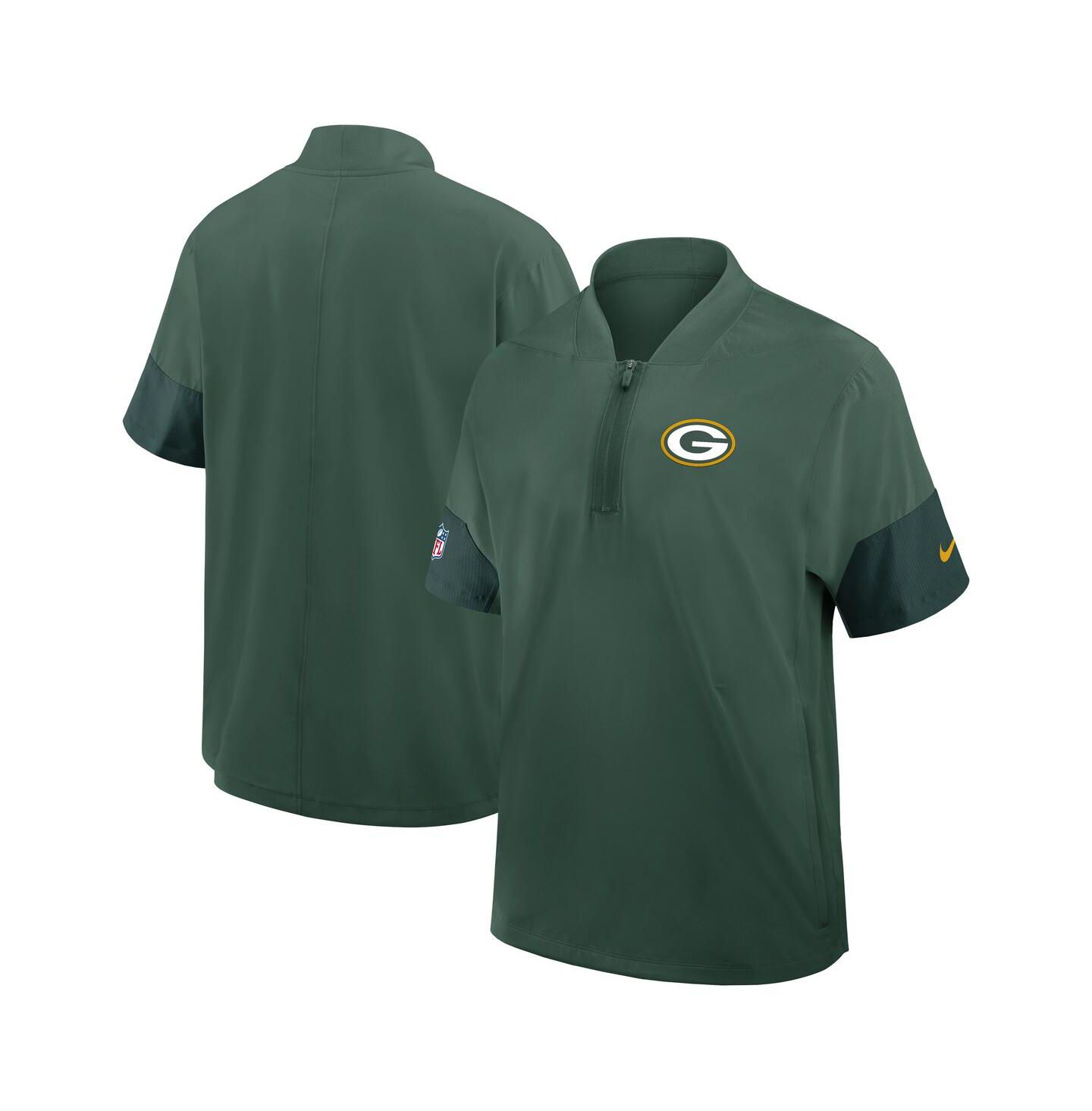 Мужская куртка Nike Green Green Bay Packers Sideline Short Sleeve Quarter-Zip Performance Coach — фото 1