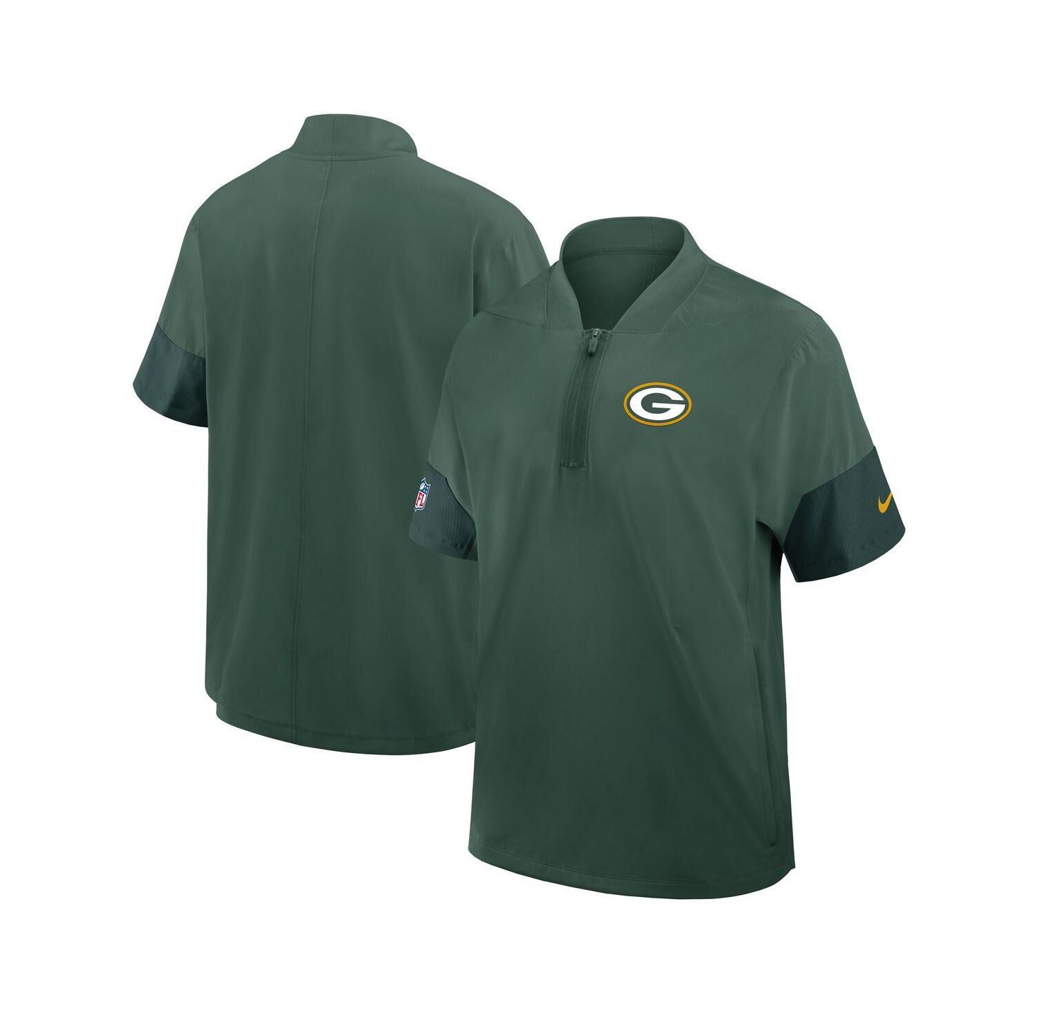 Men's Green Green Bay Packers Sideline Short Sleeve Quarter-Zip Performance Coach Jacket