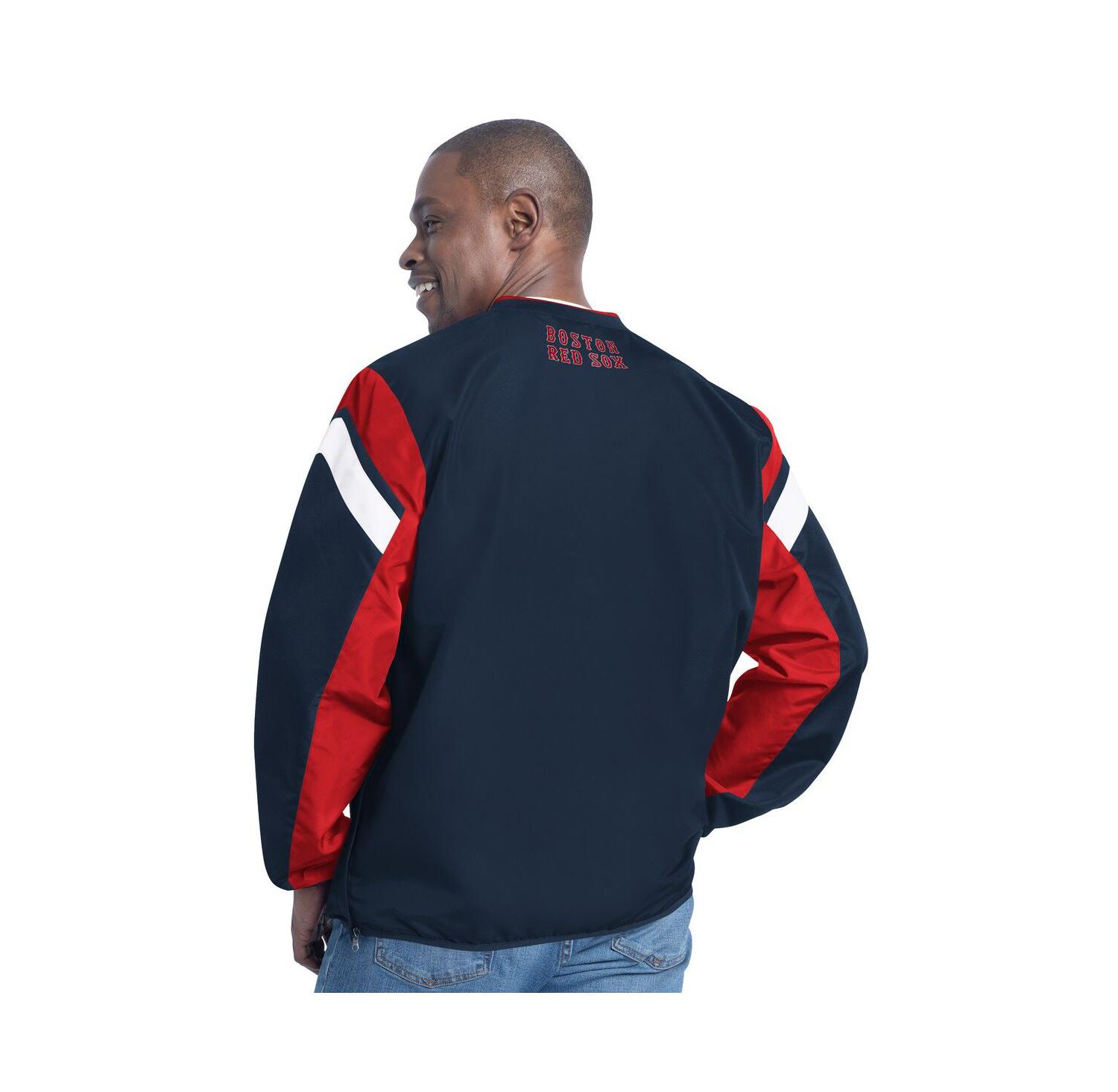 Men's Navy Boston Red Sox Double Coverage V-Neck Pullover Sweatshirt