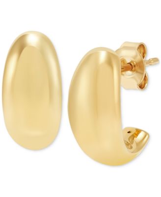 Polished C-Design Small Hoop Earrings in 14K Gold, 55"