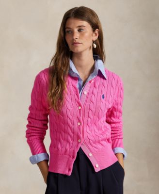 Polo Ralph Lauren - Women's Cable-Knit Cotton Crewneck Cardigan Sweater
