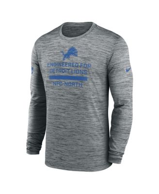 Men's Gray Detroit Lions Sideline Velocity Performance Long Sleeve T-Shirt