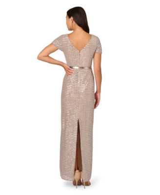 Adrianna Papell Women's Beaded Mesh Column Dress