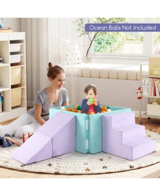 Kids 3-in-1 Soft Climbing Blocks Play Set with Foam and Suede Fabric