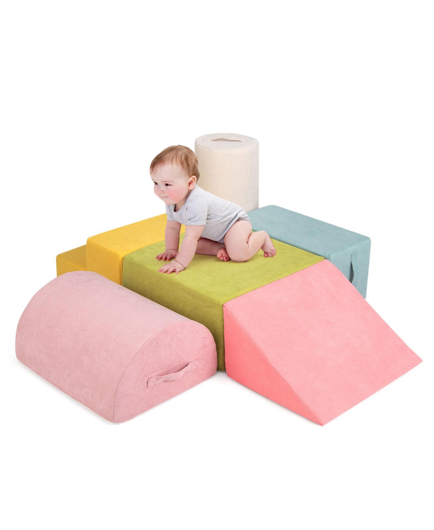 Kids 6-Piece Climbing Blocks with 30D High-Density Foam and Carrying Handles