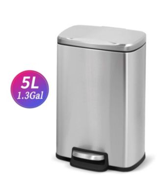 1.3 Gal./5 Liter Rectangular Stainless Steel Step-on Trash Can for Bathroom and Office