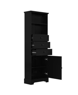 67.3"H Tall Cabinet with 3 Drawers, Adjustable Shelves, Home/Office Freestanding MDF Storage