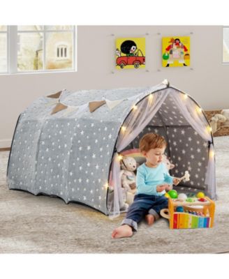 Kids Dream Bed Tent Twin Bunk Bed with Glow in the Dark Stars and Lights