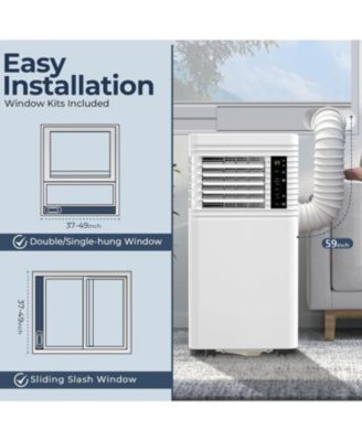 8000 BTU, Portable Air Conditioner for rooms up to 350 Sq. Ft with fan, dehumidifier, sleep mode, timer, LED display & remote.