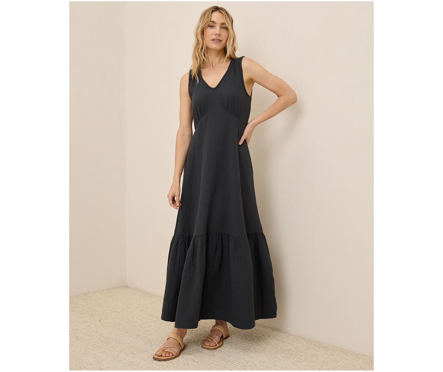 Женское платье Pact Organic Cotton Coastal Double Gauze Beach To Brunch, цвет: Чёрный — фото 4