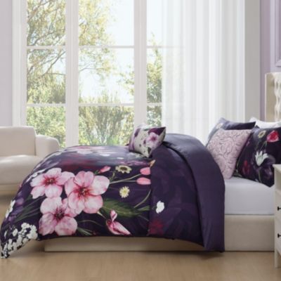 Morning Glory Bedding 100% Cotton Sateen 5 Piece King Size Reversible Comforter Set