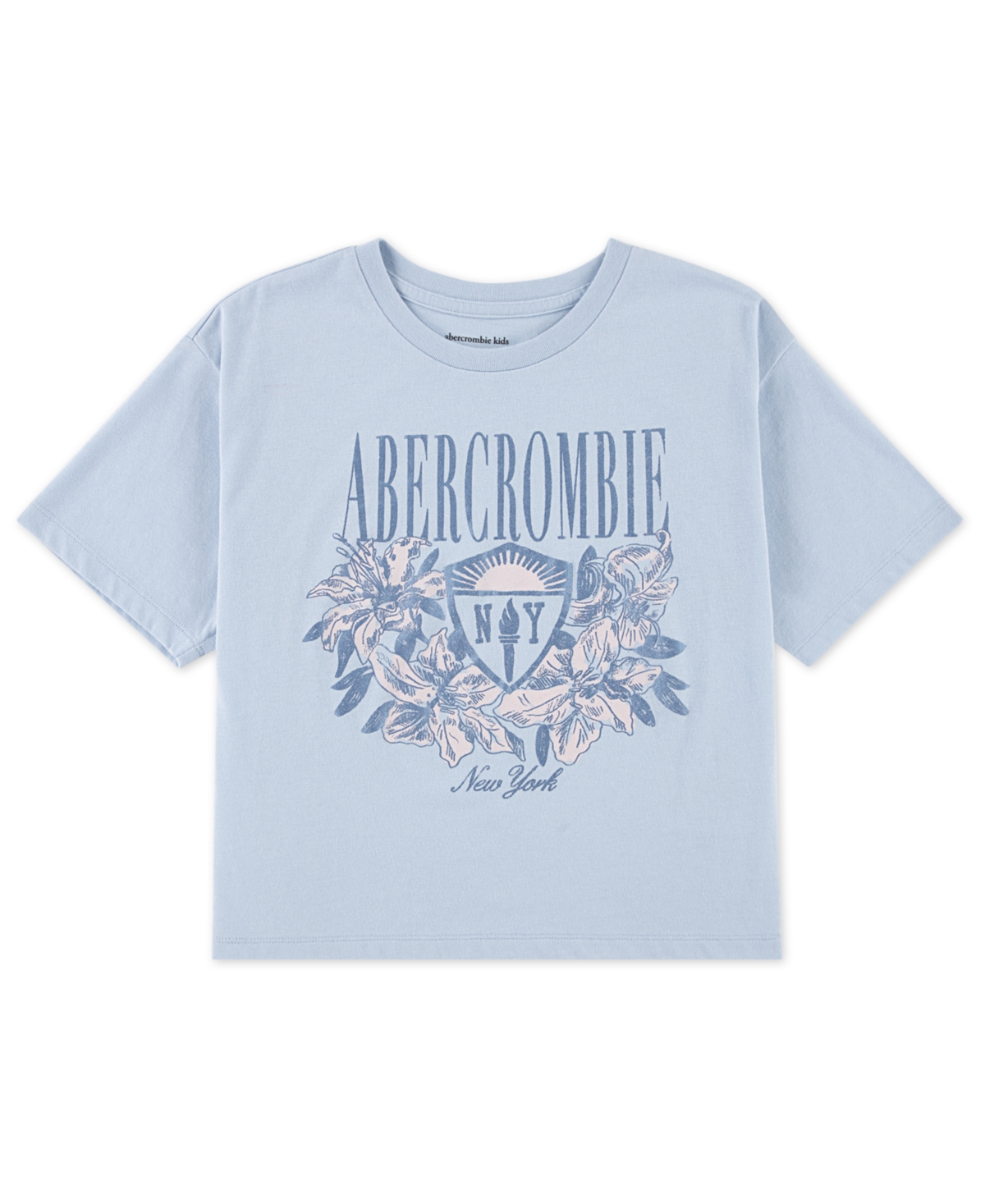 abercrombie kids Girls Floral Ny Crest Boxy T-Shirt