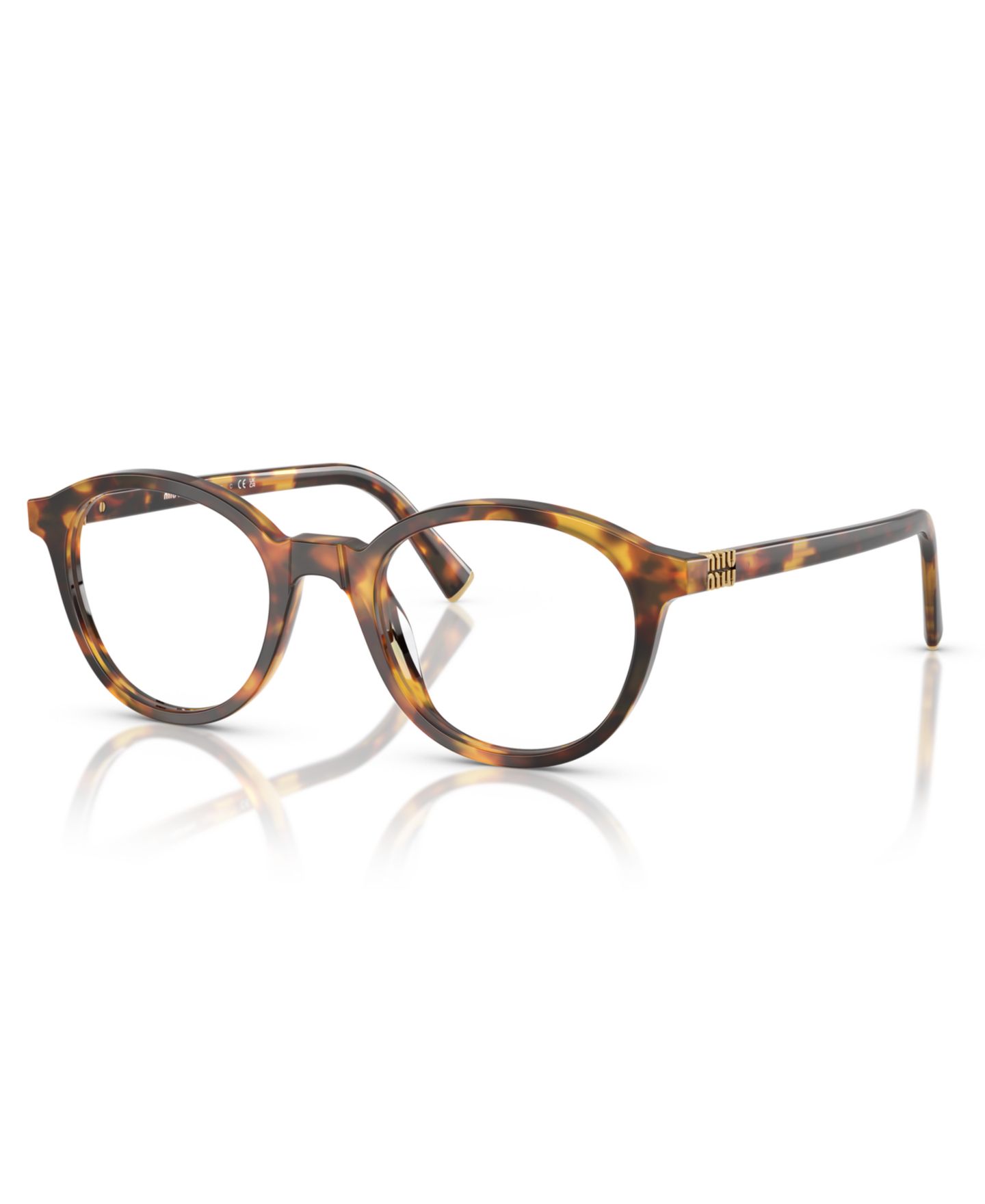 Женские очки MIU MIU Woman Round Plastic MU 02WVF Eyeglasses, цвет: Медовый гавана — фото 1