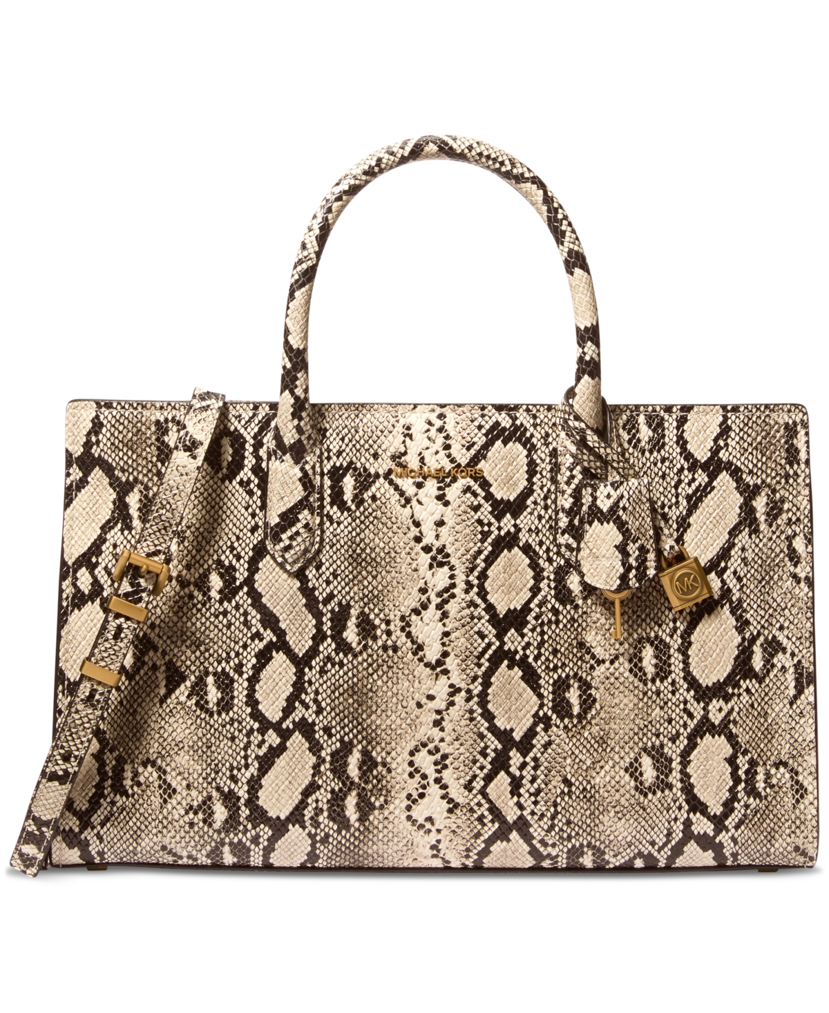 Michael Michael Kors Scarlett Medium East West Leather Satchel - Natural