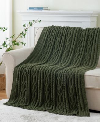Lifestyle Cable Knit Chenille Throw, 51" x 67"