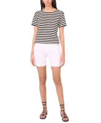 Women's Striped Crewneck Short-Sleeve Top