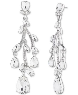Givenchy - Silver Tone Viney Crystal Chandelier Earrings