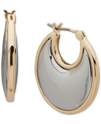 DKNY - Two-Tone Wide Inlay Domed Hoop Earrings