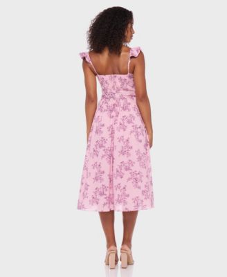 Juniors' Cotton Voile Printed Midi Dress