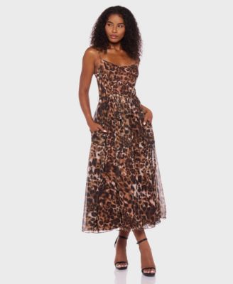 Alex & Sophia - Juniors' Printed Chiffon Sleeveless Midi Dress
