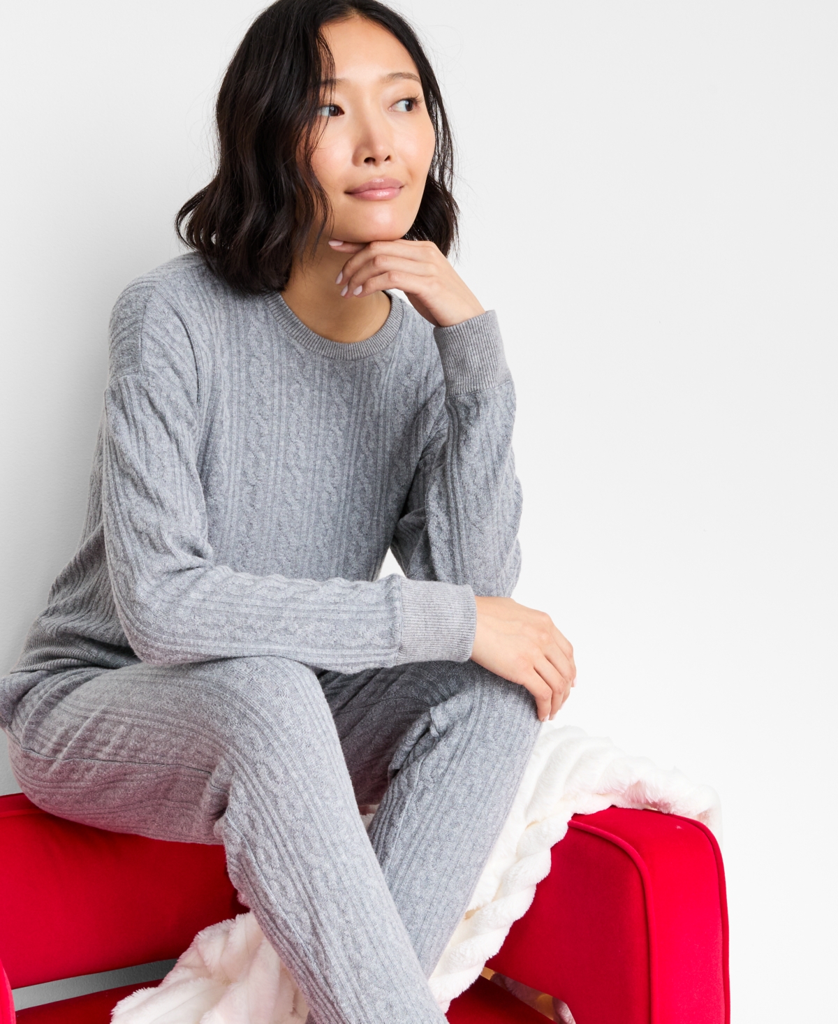 State Of Day Women's Cable Jogger Pajama Set, Xs-3x, Macy's Exclusive