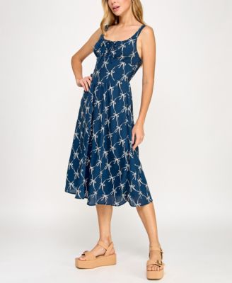 Juniors' Printed Sleeveless Midi Dress