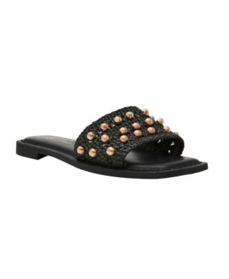 Wild Pair - Women's Grettaa Embellished Flat Slide Sandals