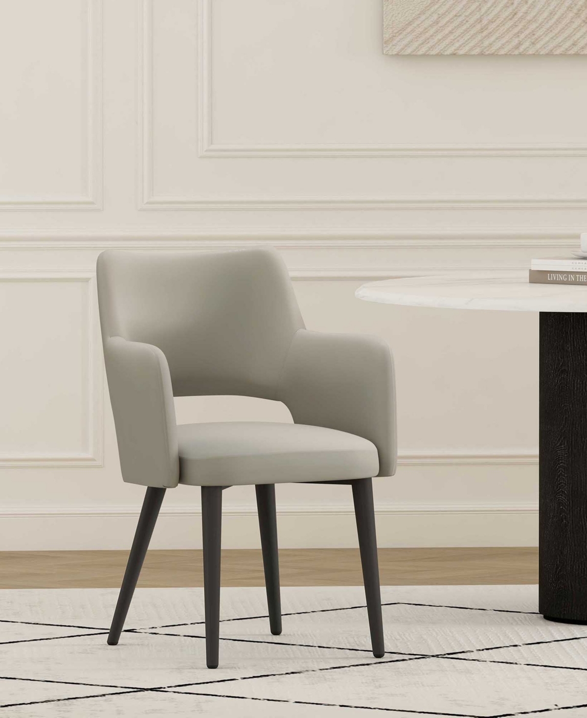 Manhattan Comfort Tremont Leatherette Upholstered Dining Armchair In White