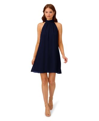 Adrianna Papell - Women's Chiffon Mock-Neck Sleeveless Shift Dress