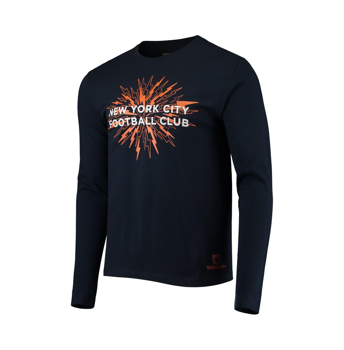 Мужская футболка Mitchell & Ness Navy New York City FC For The City Long Sleeve — фото 2