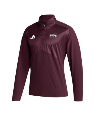 Men's Maroon Mississippi State Bulldogs Sideline AEROREADY Raglan Sleeve Quarter-Zip Jacket