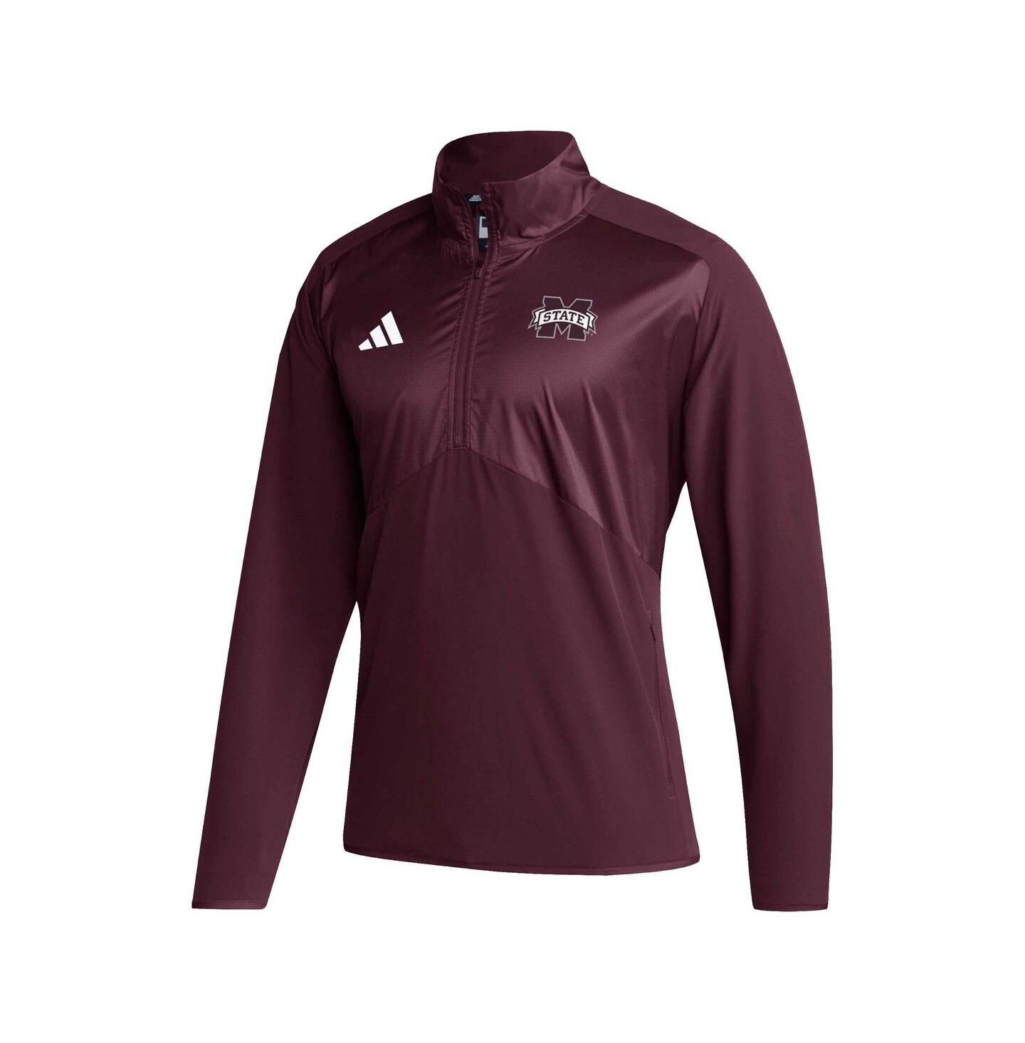 Мужская куртка adidas Maroon Mississippi State Bulldogs Sideline Aeroready Raglan Sleeve Quarter-Zip — фото 2