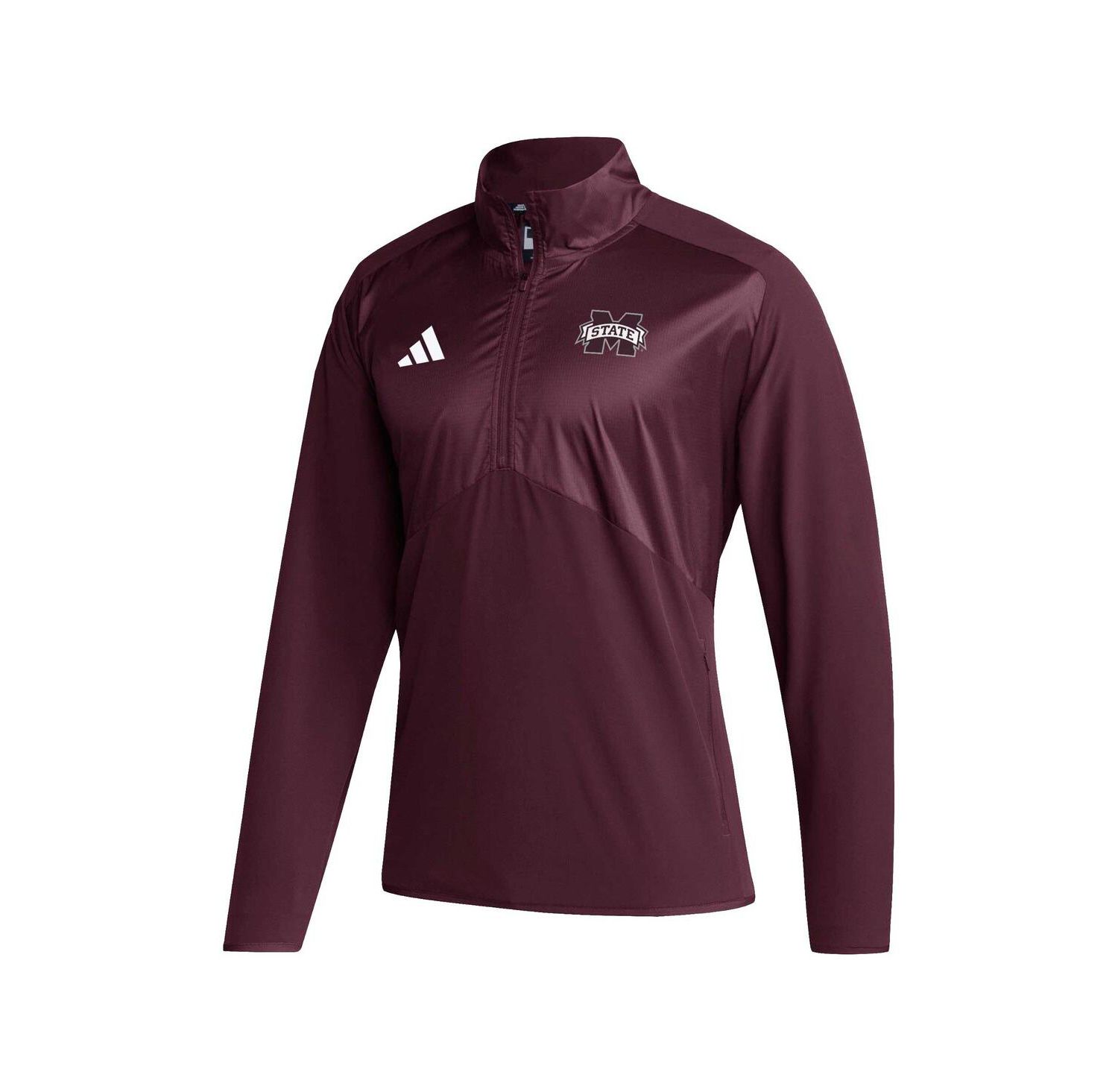 Men's Maroon Mississippi State Bulldogs Sideline AEROREADY Raglan Sleeve Quarter-Zip Jacket