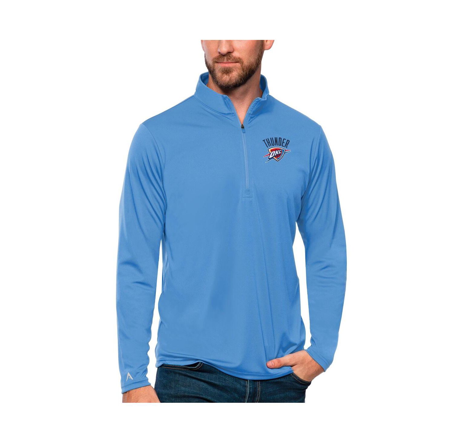 Men's Blue Oklahoma City Thunder Tribute Quarter-Zip Pullover