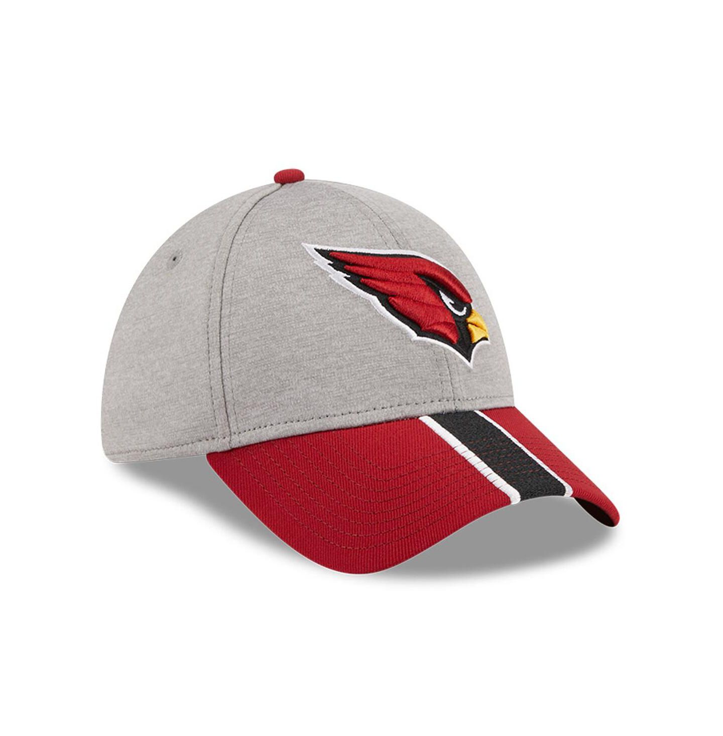 Мужская кепка New Era Heather Gray/Cardinal Arizona Cardinals Striped 39THIRTY Flex Hat — фото 2