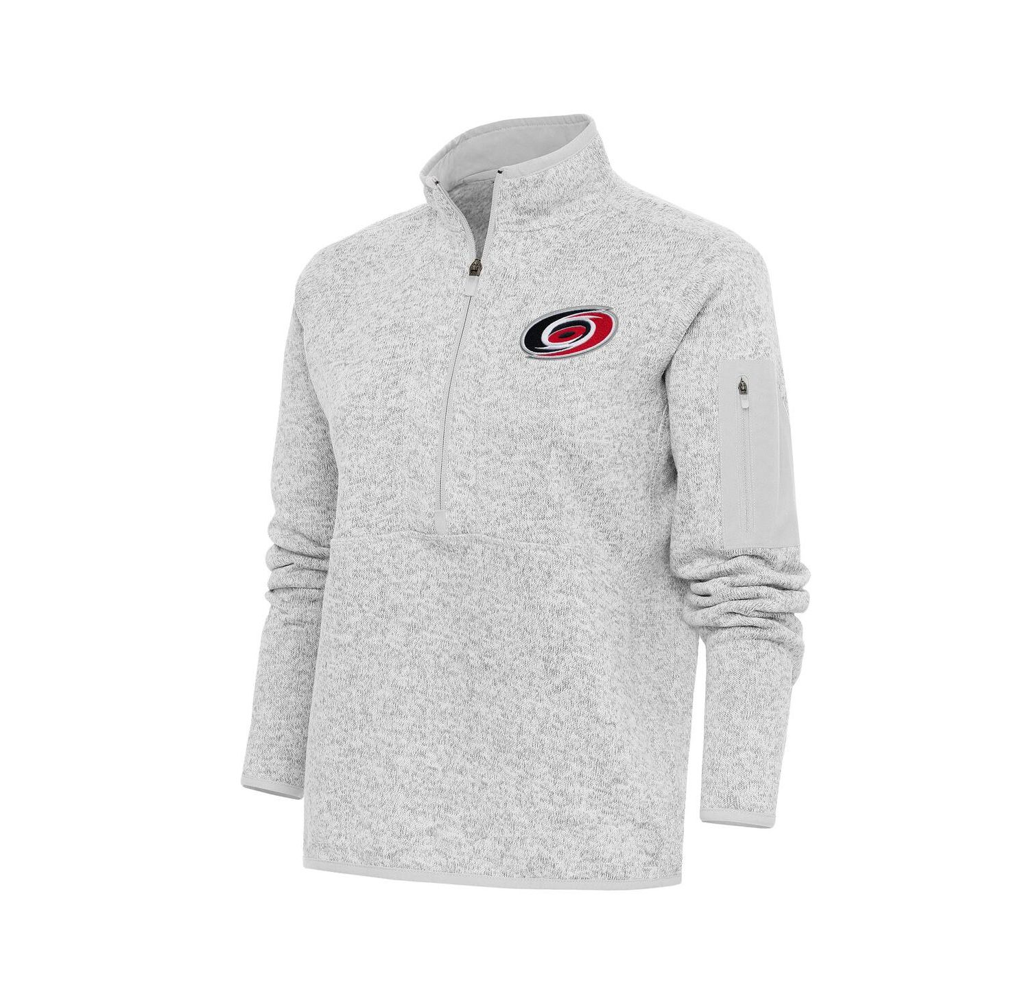 Women's Heather Gray Carolina Hurricanes Team Logo Fortune Quarter-Zip Jacket