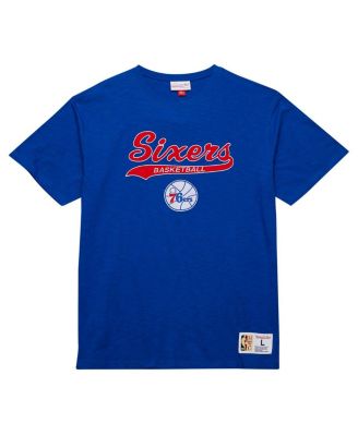 Men's Royal Philadelphia 76ers Hardwood Classics Felt Applique Slub T-Shirt
