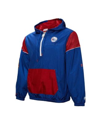 Men's and Women's Royal Philadelphia 76ers Hardwood Classics Team OG 3.0 Anorak Half-Zip Windbreaker Jacket