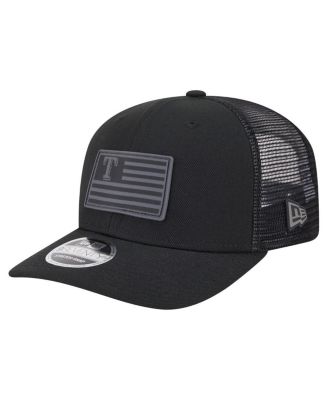 New Era - Men's Black Texas Rangers Tonal Flag 9SEVENTY Stretch-Snap Hat