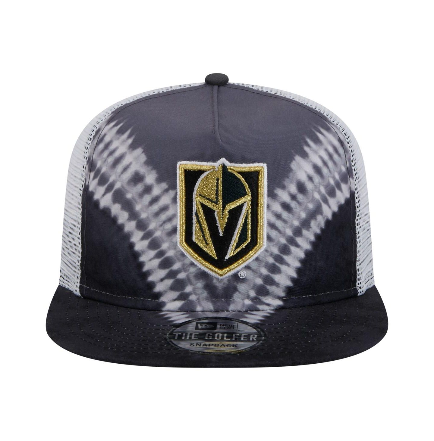 Мужской головной убор New Era Black/Gray Vegas Golden Knights Throwback V-Dye Adjustable Golfer Hat — фото 2
