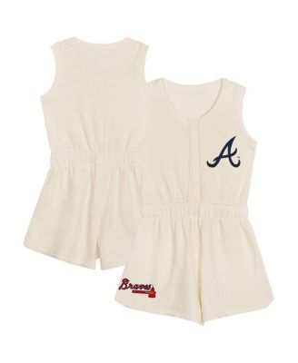 Outerstuff - Girls Preschool Cream Atlanta Braves Girl Power Tank Romper