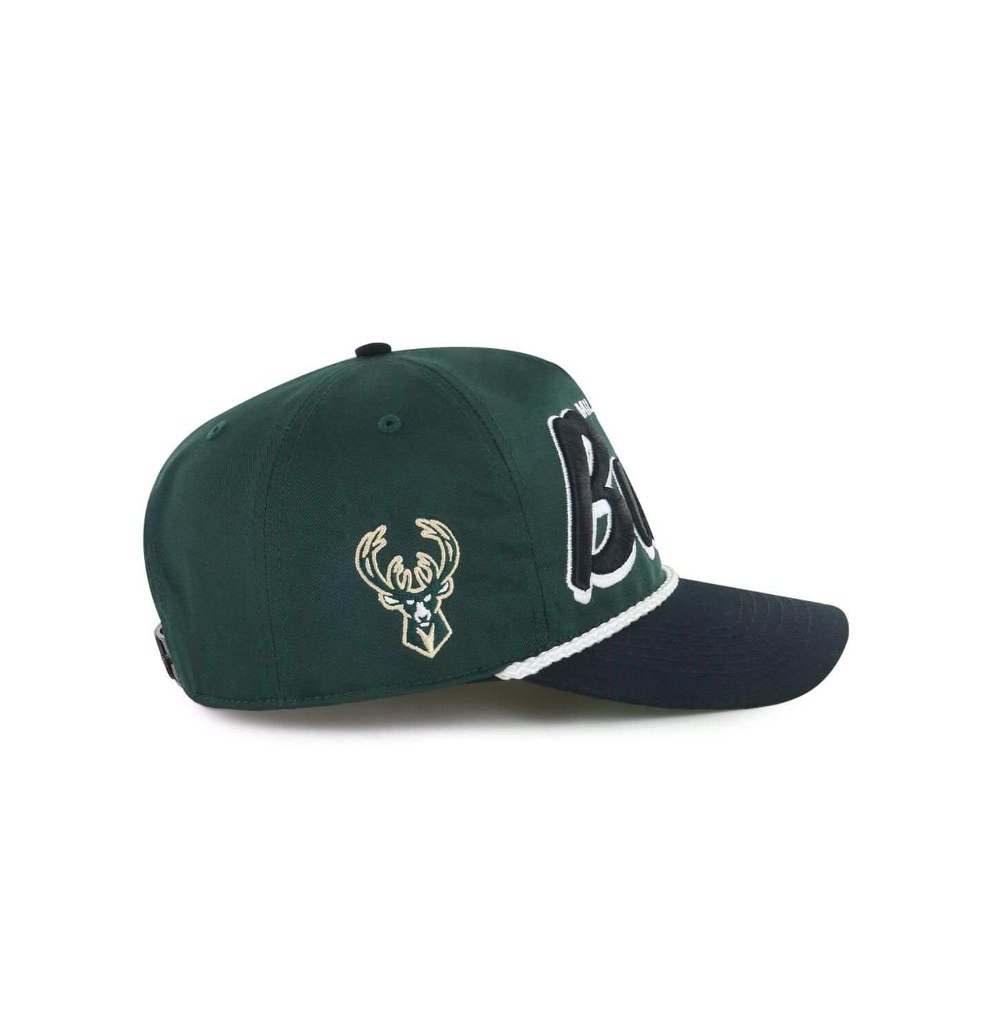 Мужская кепка '47 Brand Hunter Green/Black Milwaukee Bucks Drop Shadow Rope Hitch Adjustable Hat — фото 3