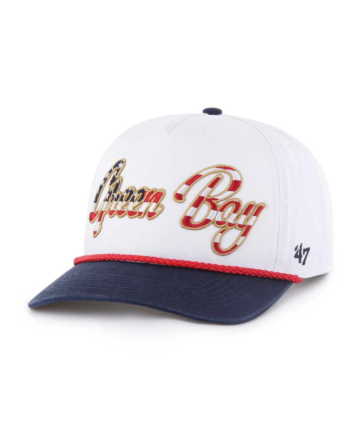 Men's White Green Bay Packers Patriotic Overhand Hitch Adjustable Hat - White