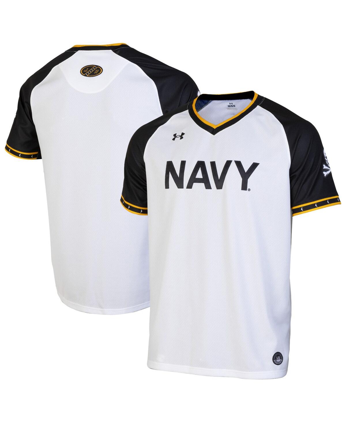 Men's White/Navy Navy Midshipmen Replica Full-Button Baseball Jersey - White, Navy