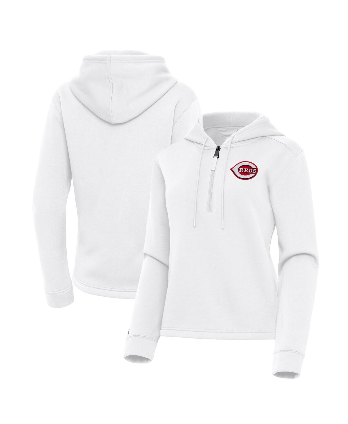 Women's White Cincinnati Reds Contemporary Quarter-Zip Hoodie Sweatshirt - White