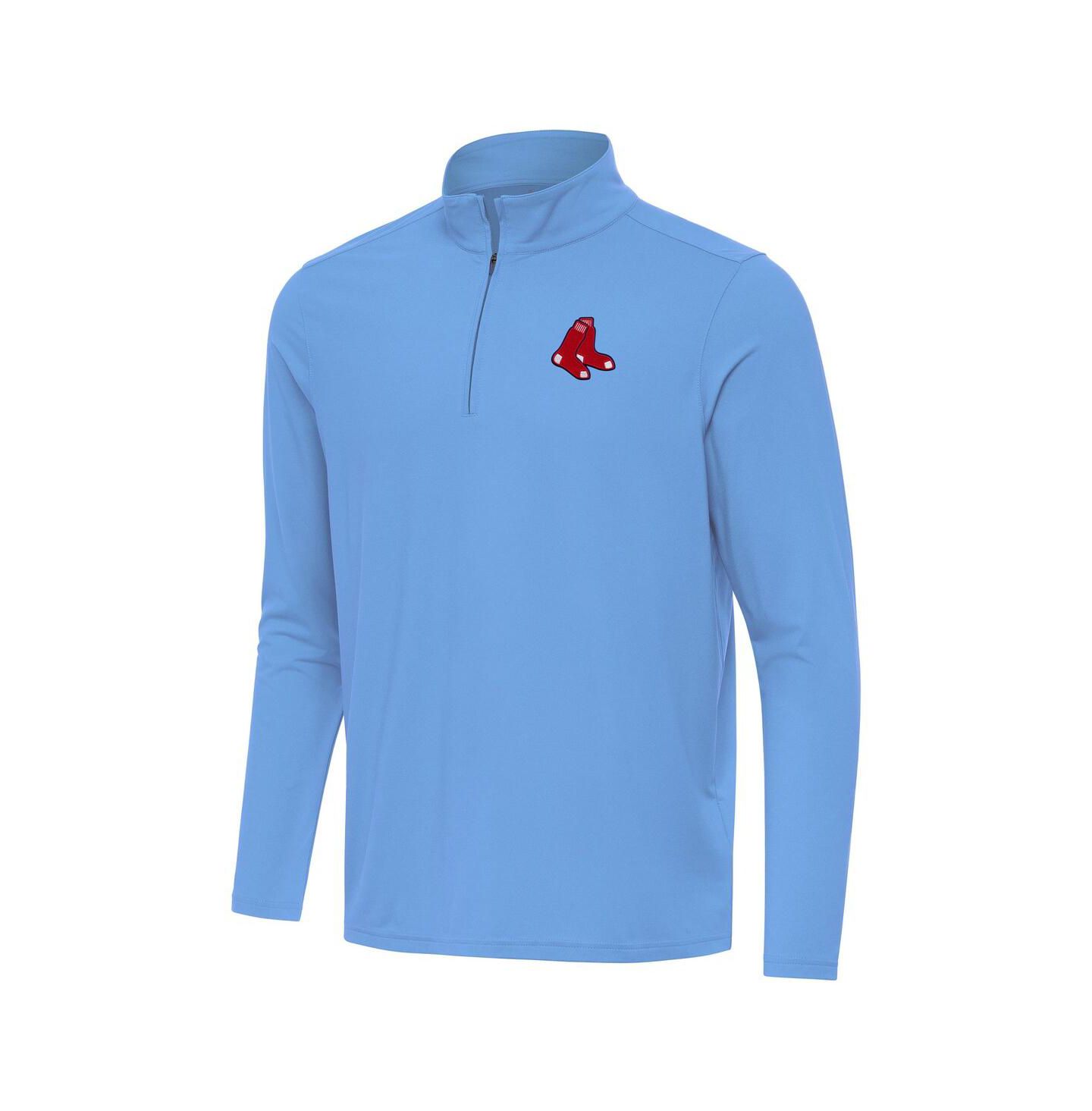 Мужской свитшот Antigua Powder Blue Boston Red Sox Intent Quarter-Zip — фото 2