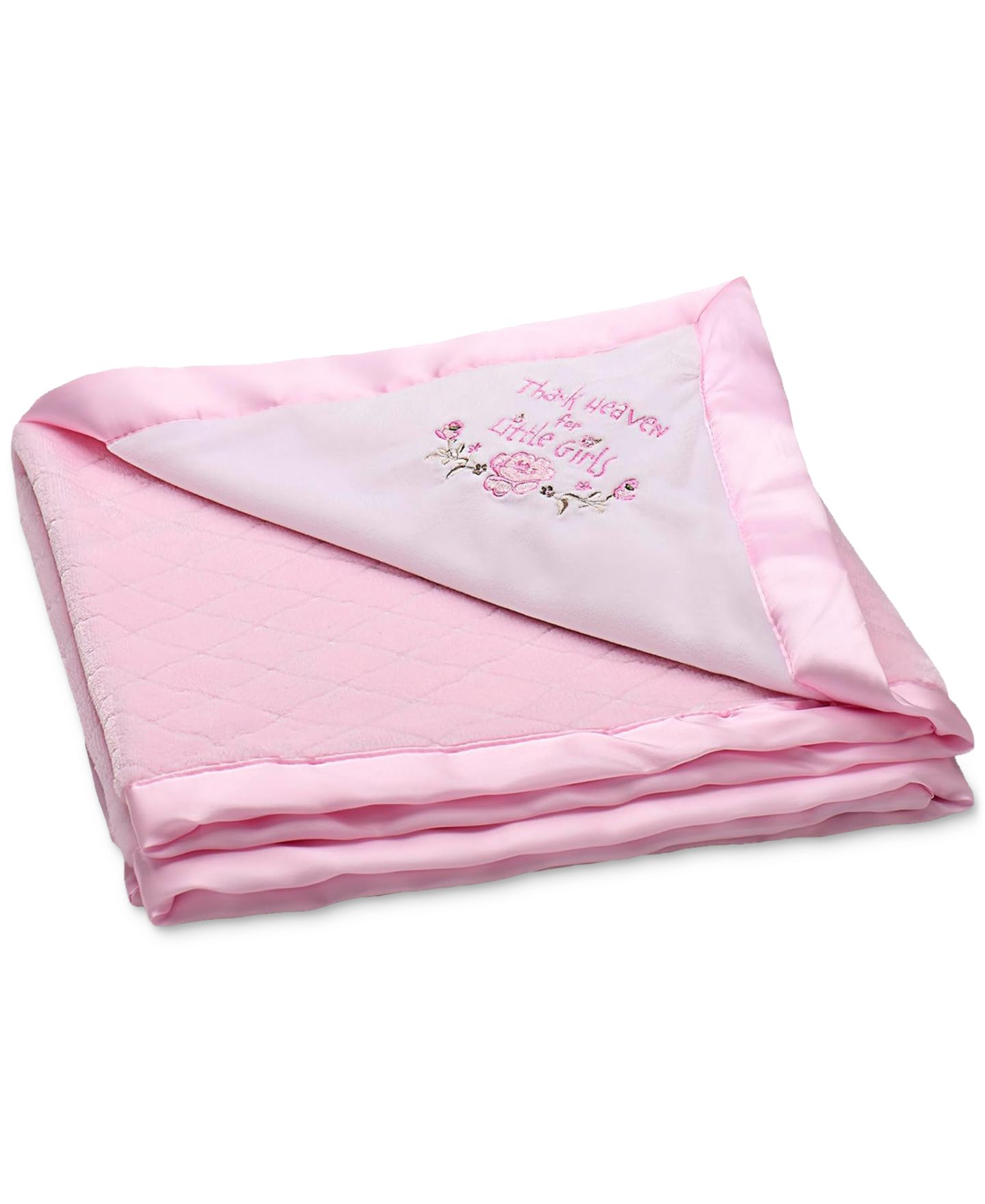 Детское одеяло Little Me Thank Heaven for Little Girls с атласом, цвет: Розовый — фото 3