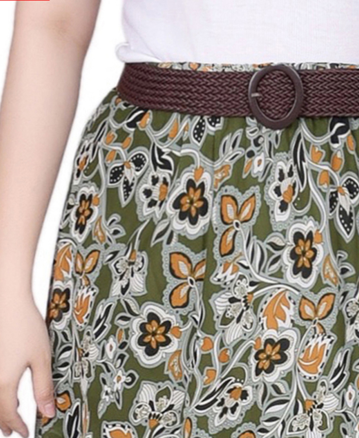 Ny Collection Petite Printed Chiffon Belted Maxi Skirt