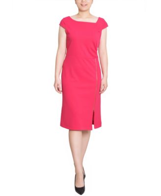 Petite Cap Sleeve Exposed Zipper Dress